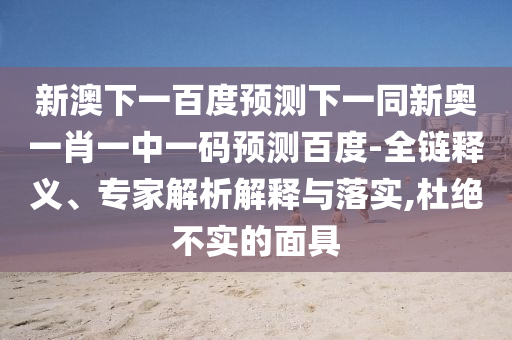 新澳下一百度预测下一同新奥一肖一中一码预测百度-全链释义、专家解析解释与落实,杜绝不实的面具