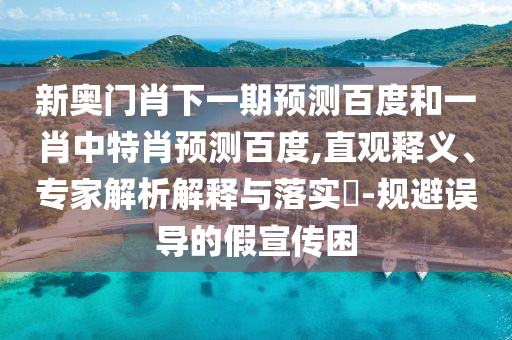 新奥门肖下一期预测百度和一肖中特肖预测百度,直观释义、专家解析解释与落实-规避误导的假宣传困