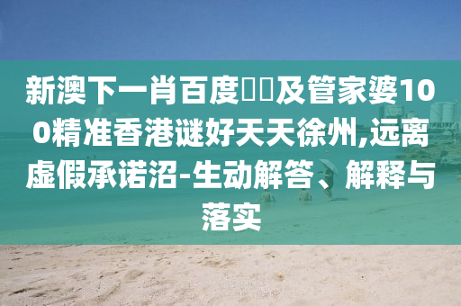 新澳下一肖百度預測及管家婆100精准香港谜好天天徐州,远离虚假承诺沼-生动解答、解释与落实
